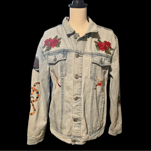 PacSun Jackets & Blazers - PacSun Unisex Embroidered Denim Jacket EUC